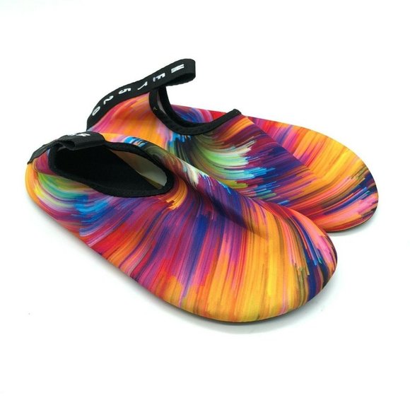 Met 520 Womens Water Shoes Slip On Fabric Rainbow Stripe Colorful 36/37 US 5-5.5 - Picture 1 of 4
